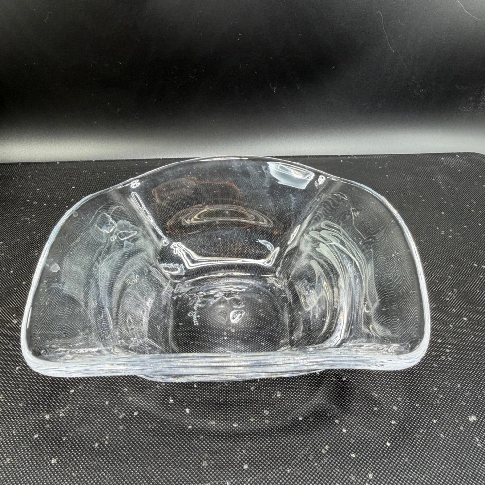 Simon Pearce Woodbury Glass Bowl Clear Hand Blown Signed Crystal Dish‎ Bowl VTG